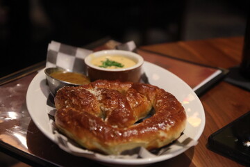Dinner placed on the table at an upscale restaurant in Columbus, Ohio