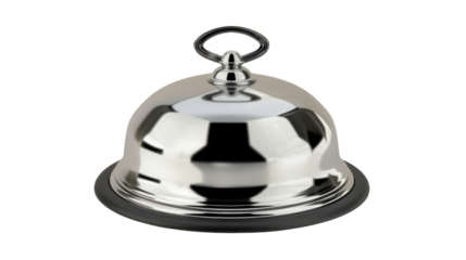 Shiny silver serving tray cover on transparent background