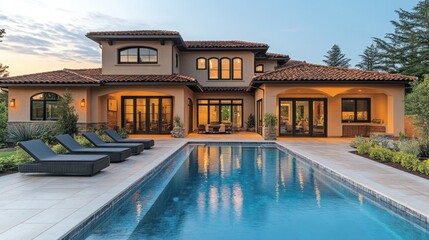 Luxury Mediterranean-Style Home with Pool