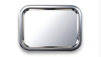 Chrome Frame with Rounded Bevel Square Mirror, chrome frame, square mirror