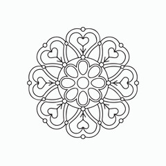 abstract floral lace ornament, pattern mandala line art vector