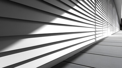 White Horizontal Lines Wall And Wooden Floor