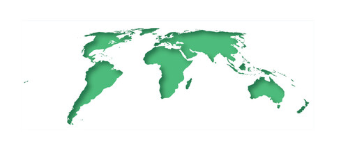 Vector design of world countries in green color on white background with depth