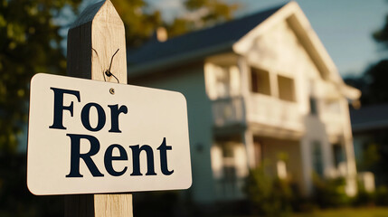 For rent sign displayed on a residential building, symbolizing opportunities for new beginnings and the dynamic nature of urban living.