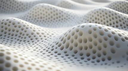 Abstract White Surface With Circular Holes Forming Waves