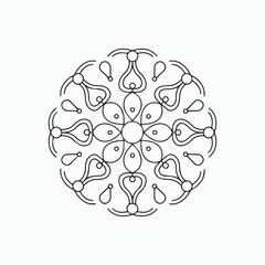 abstract floral lace ornament, pattern mandala line art vector