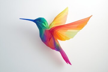 Obraz premium A colorful hummingbird with a blue beak is flying in the air