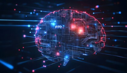 Fototapeta premium Digital Brain Circuitry Artificial Intelligence Network