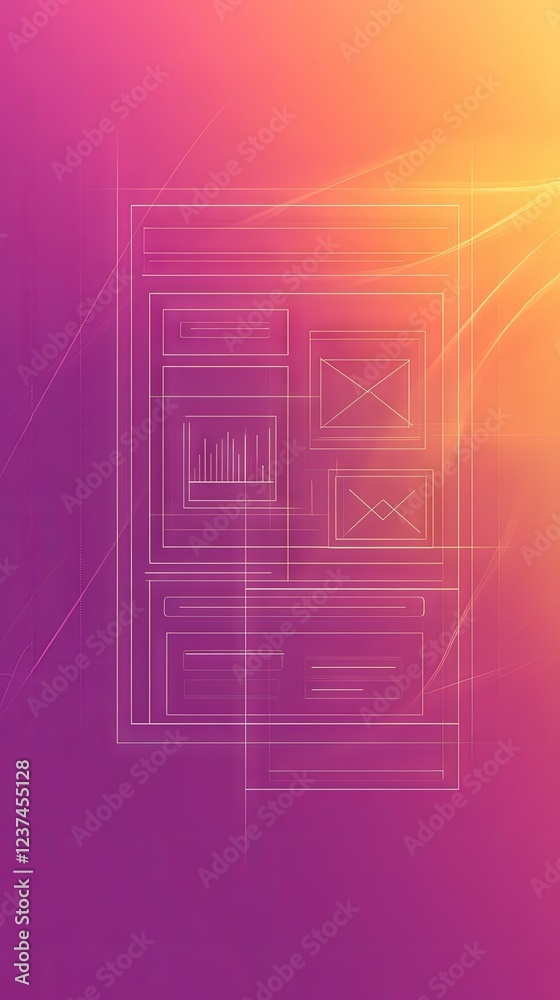 Wall mural website wireframe design mockup on abstract background modern ui ux design template.