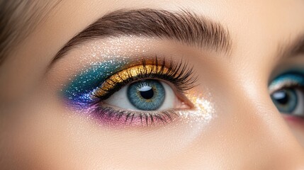 Obraz premium Close-up eyelash detail: eye beauty, defined line, delicate precision, smooth makeup, captivating look, styled enhancement, artistic touch, flawless application, elegant gaze, modern appearance.