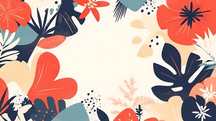 Naklejka premium Abstract Floral Design with Red and Blue Tones