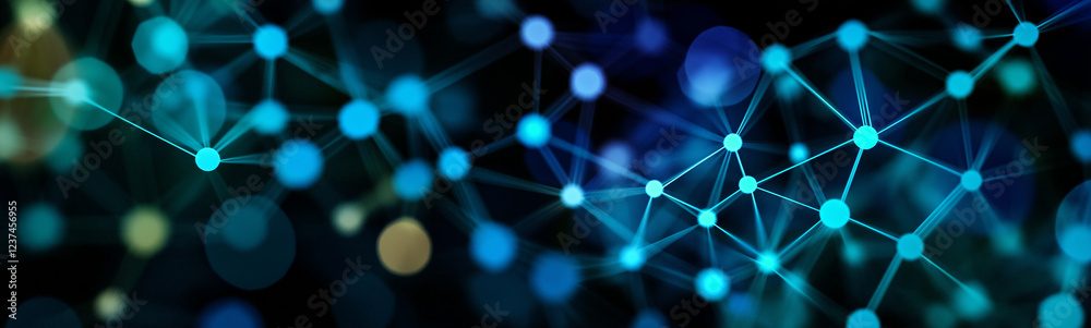 Poster Network connecting points with digital lines creating futuristic structure
