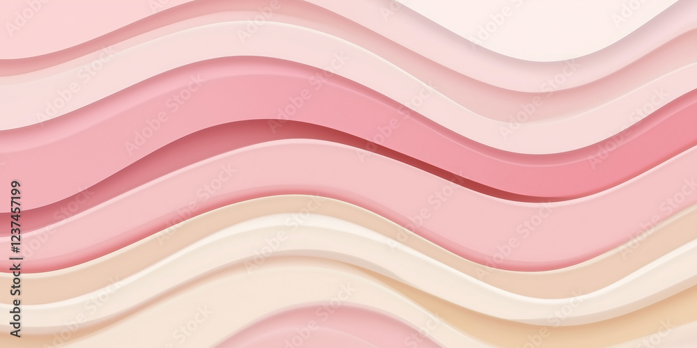 Poster pink and beige wavy stripes creating a smooth background