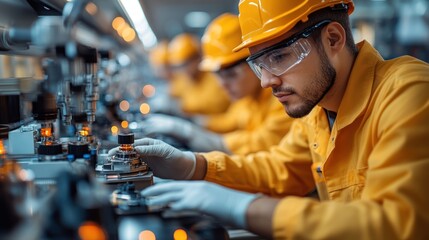 Focused Factory Worker Assembling Precision Components