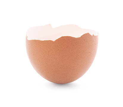 Piece of cracked eggshell isolated on white