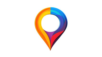 Colorful location pin icon showing placeholder on transparent background