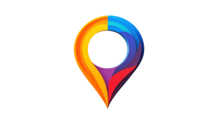 Colorful location pin icon showing placeholder on transparent background