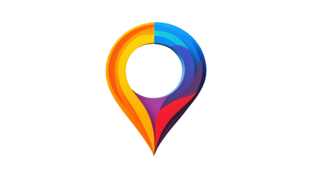 Colorful location pin icon showing placeholder on transparent background
