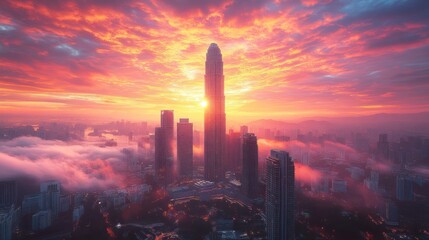 Fototapeta premium Majestic Kuala Lumpur Skyline at Sunrise