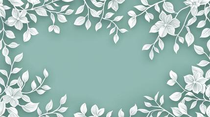 seamless border of white ferm like pattern