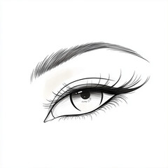 Stylized eye illustration with detailed eyelashes and eyebrows