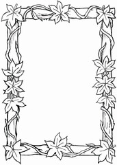 Delicate Floral Frame with Twisting Vines and Elegant Leaves, Nature-Inspired Border, Hand-Drawn Decorative Artwork, Beautiful Ivy and Flower Border for Photos and Art