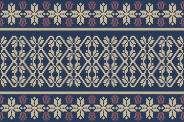 Geometric, seamless,pixel traditional ethnic, thai pattern, fabric pattern for textiles, rugs, wallpaper, clothing, sarong, batik, wrapping, embroidery, print, background, cover, illustration, vector.