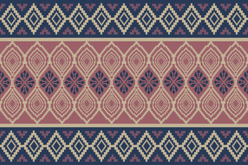Geometric, seamless,pixel traditional ethnic, thai pattern, fabric pattern for textiles, rugs, wallpaper, clothing, sarong, batik, wrapping, embroidery, print, background, cover, illustration, vector.