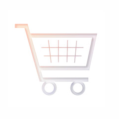 Shopping cart icon vector design in white color with depth