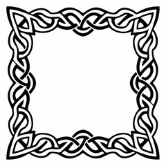 Intricate Celtic Knot Frame with Interwoven Pattern, Traditional Celtic Design, Decorative Knotwork Border, Vintage Celtic Artwork, Ornate Square Border with Interlacing Strands, Symbol of Celtic 