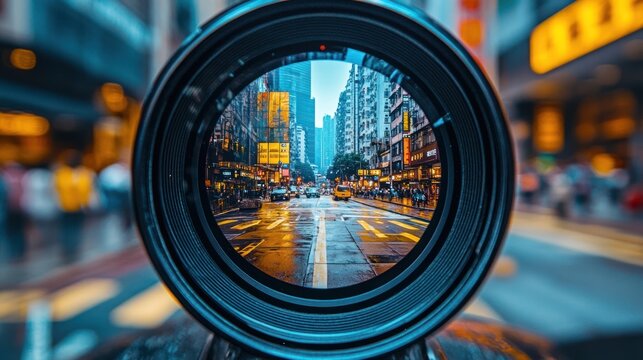 Urban Perspective: A City Street Captured Through a Camera Lens