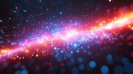 Abstract cosmic energy, glowing particles, dark space background
