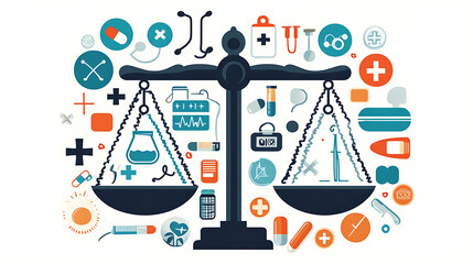 Balanced Healthcare Equity and Access Pixel Art Design