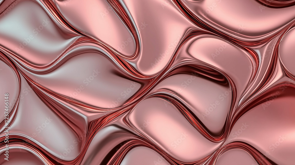 Poster metallic rose gold texture forming abstract wavy pattern