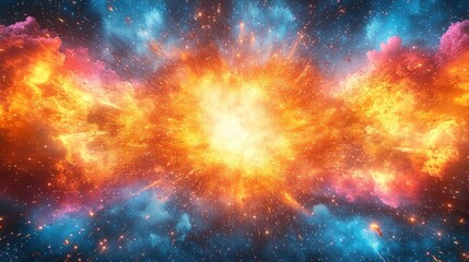 Naklejka premium Explosive Cosmic Event with Colorful Nebula Background