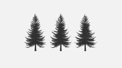 Obraz premium Silhouette of evergreen trees nature scene graphic design minimalist aesthetic