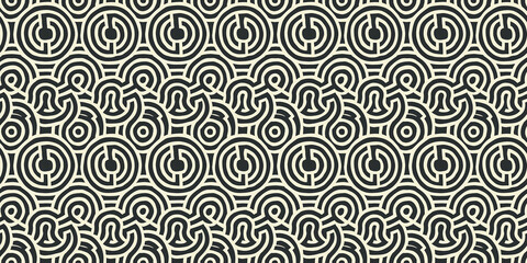 Obraz premium Abstract geometric pattern in black and white circular maze design