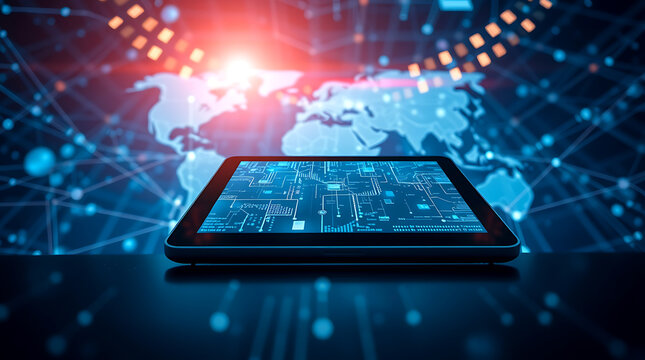 Abstract technology background, network connection technology networks enable internet connectivity for wireless devices globally.