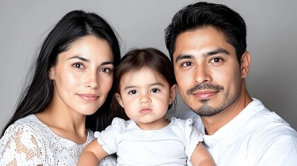 Fototapeta premium Happy family portrait, studio shot, neutral background, website use