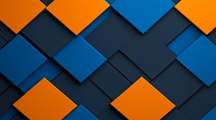 Abstract Geometric Pattern: Blue and Orange Diamonds: An abstract image featuring a captivating pattern of overlapping blue and orange diamonds, creating a visually striking and modern design.