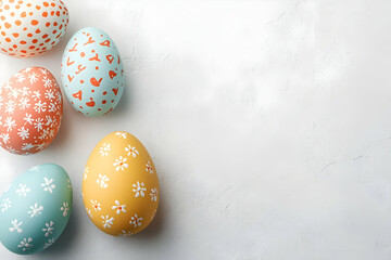 Colorful Easter eggs with festive patterns decorated for spring holiday celebration isolated on whit