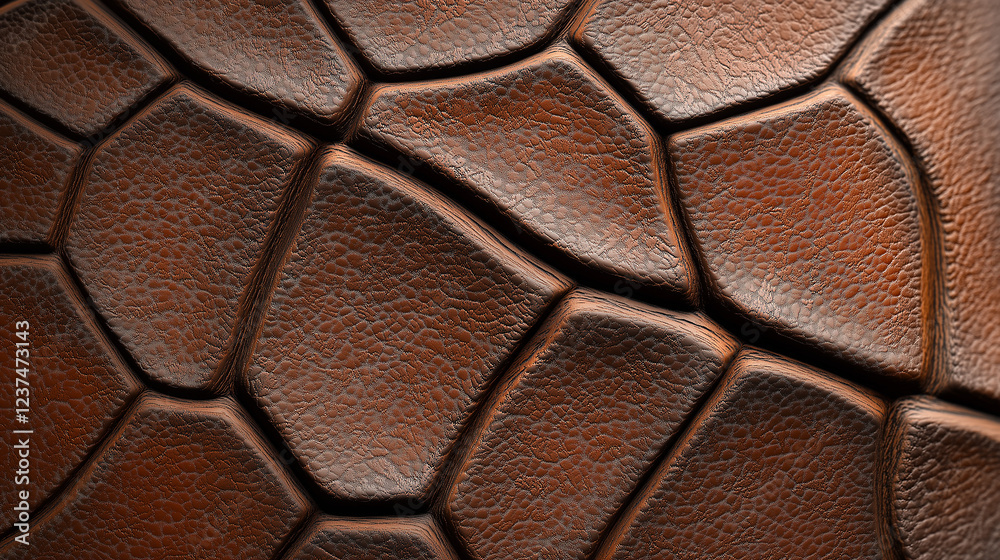 Poster brown leather surface forming a textured pattern with irregular shapes
