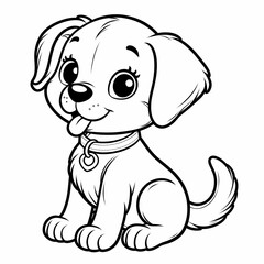 Obraz premium Cute dog sketch with big round eyes and simple collar for children's coloring book