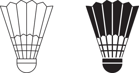 outline silhouette Shuttlecock icon set