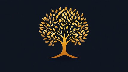 Obraz premium Golden tree design nature graphic art isolated on black background abstract concept