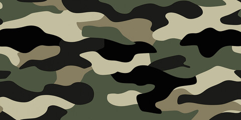 Camouflage pattern showing green, black and beige irregular shapes