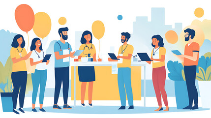 Obraz premium Diverse Team Collaboration at City Event