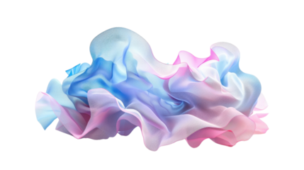 Pastel colored transparent cloth flowing in the air
