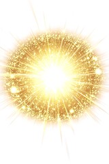 Golden light burst explosion effect, celebratory sparkle background