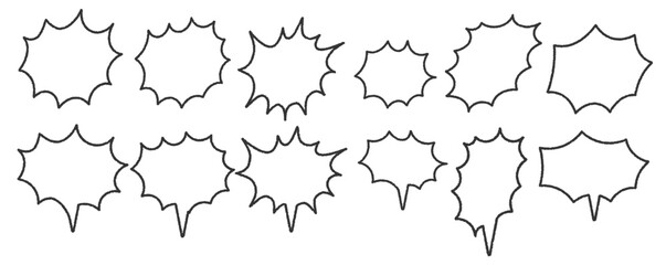 シンプルなトゲトゲの吹き出しのセット